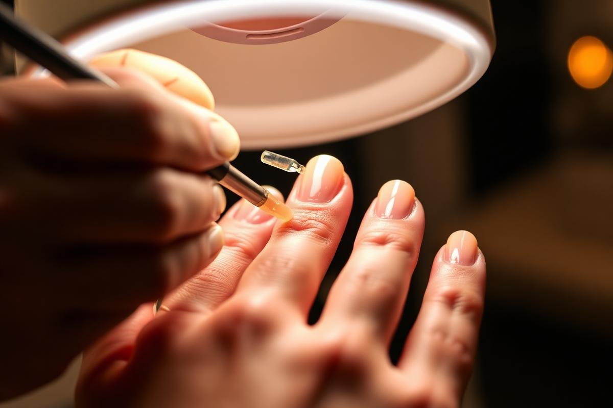 Doğal tırnağa şeffaf jel güçlendirme uygulaması ve LED lamba ile kürleme